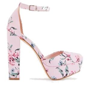 Floral Pink Platform Heels